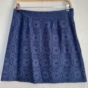 Merona Skirt | Women’s Size 6 | Navy | lacy pattern | cotton + nylon out shell